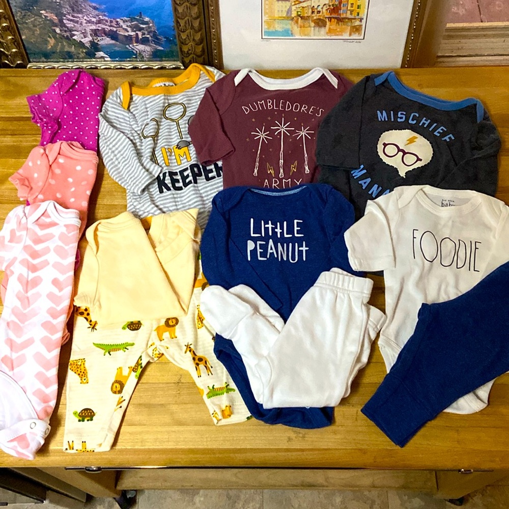 Unisex (mostly) Bundle of 0-3 month Baby Outfits Harry Potter